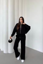 Kadın Şardonlu Fermuar Detaylı Üç Iplik Kışlık Eşofman Takımı