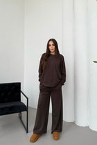 Basic Yumuşak Premium Kumaş Uzun Beli Lastikli Bol Paça Modal Alt-Üst Takım