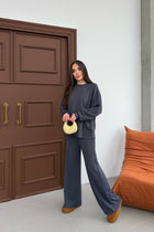 Basic Yumuşak Premium Kumaş Uzun Beli Lastikli Bol Paça Modal Alt-Üst Takım