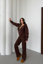 İçi Polar Rahat Kesim Kapüşonlu Fermuarlı Eşofman Takımı