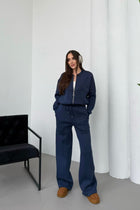 Kadın Şardonlu Fermuar Detaylı Üç Iplik Kışlık Eşofman Takımı