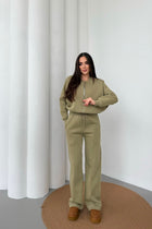 Kadın Şardonlu Fermuar Detaylı Üç Iplik Kışlık Eşofman Takımı