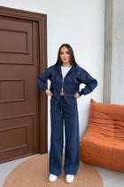 Kadın Çift Fermuar Detaylı Kapüşonlu Kışlık Şardonlu Oversize Eşofman Takımı