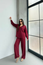 Kadın İkili Rahat Kesim Keten Gömlek Pantolon Alt Üst Takım