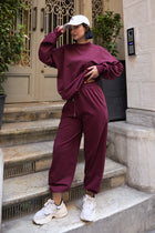 Regular Fit 2'li Takım Sweatshirt Beli Lastikli Jogger Siyah Eşofman Altı