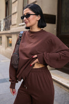 Regular Fit 2'li Takım Sweatshirt Beli Lastikli Jogger Siyah Eşofman Altı